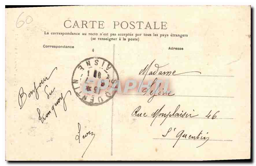 CPA Compiegne la Porte de l'Arsenal  — Rückseite
