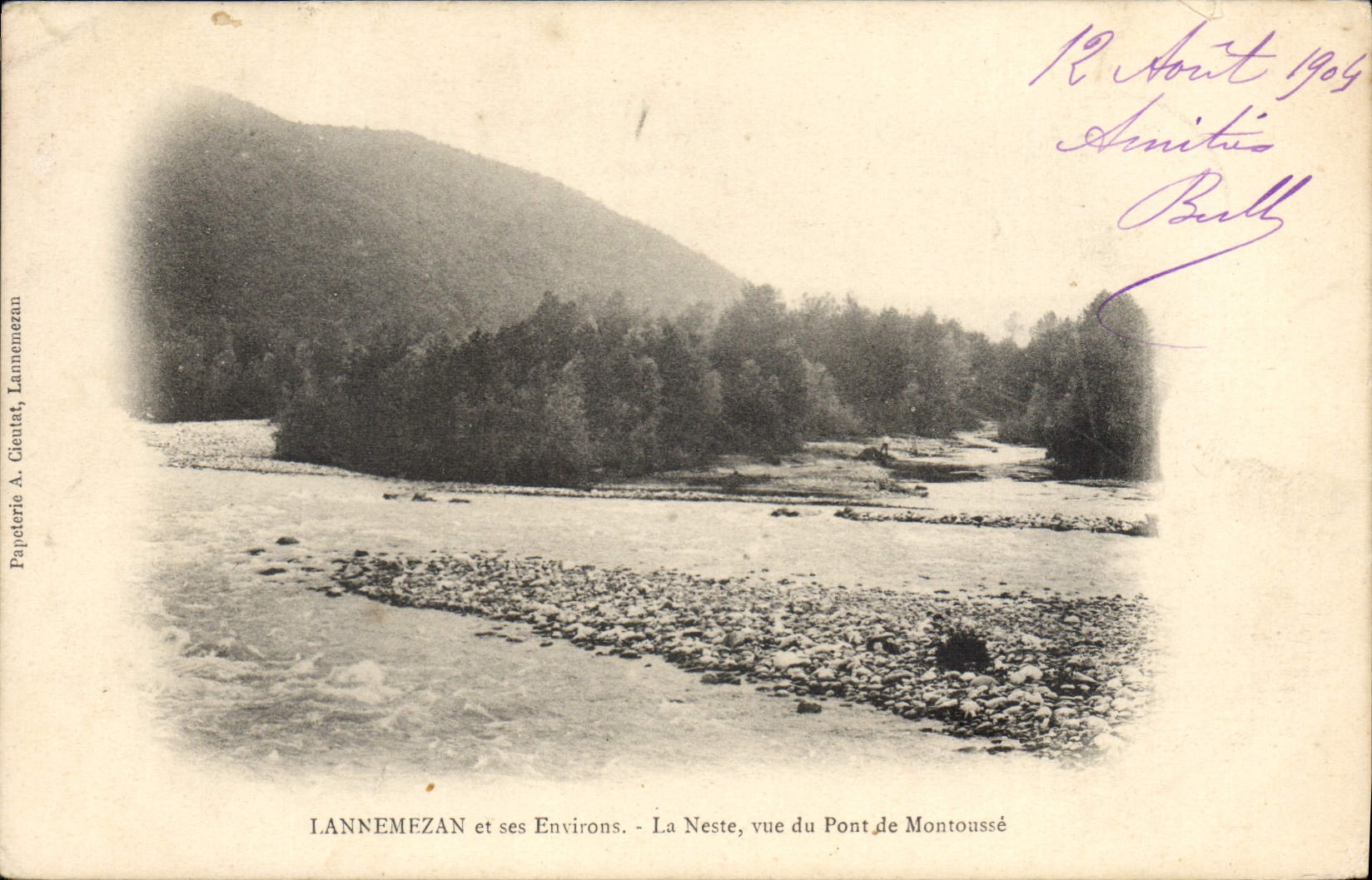Lannemezan et ses Environs — La Neste, vue du Pont de Montoussé — Papeterie A. Cientat, Lannemezan