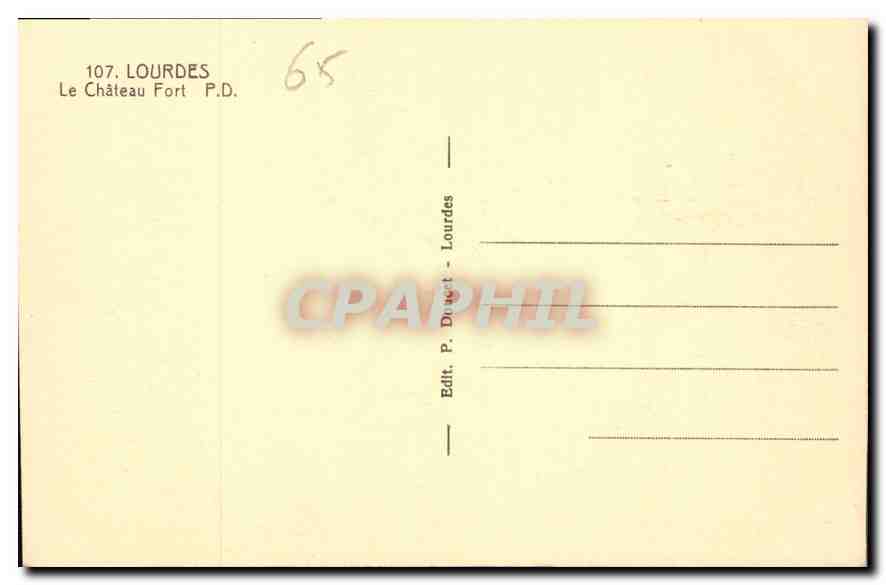 CPA Lourdes Le Chateau Fort  — Verso