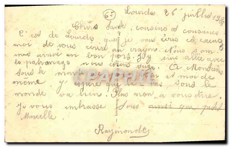 CPA Lourdes La Grotte  — Verso