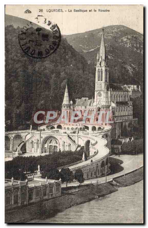CPA Lourdes La Basilique et le Rosaire 