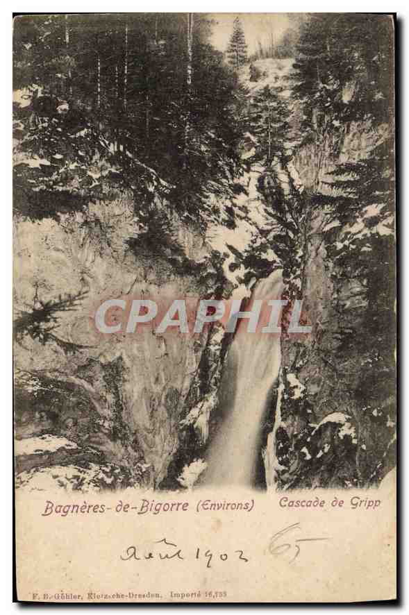 Bagnères-de-Bigorre (Environs) — Cascade de Gripp — F. B. Gühler, Riozache-Dresden, Importé 16.783