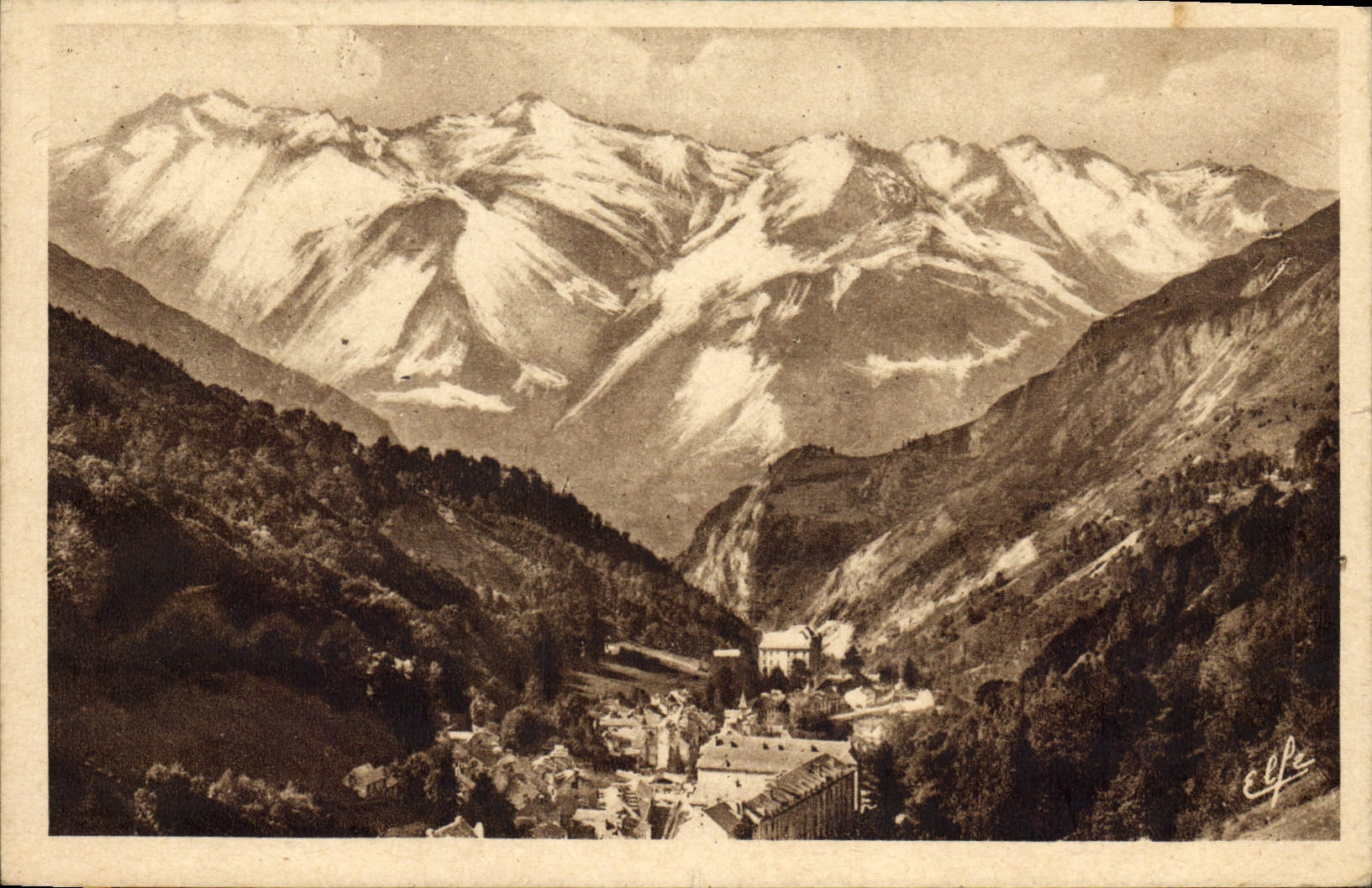 Barèges — La Ville et la Chapelle Saint-Justin au centre — Éditions Pyrénées-Océane