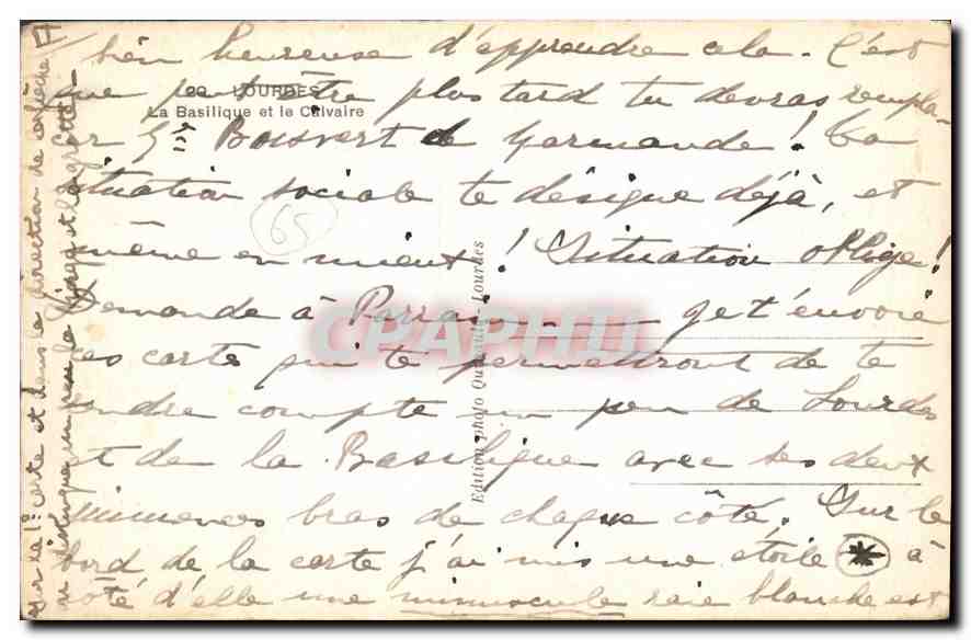 CPA Lourdes La Basilique et le Calvaire  — Verso