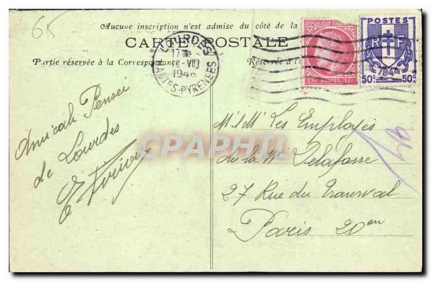 CPA Lourdes Hautes Pyrenees Grotte de Notre Dame des Sept Douleurs au Mont du Calvaire  — Verso