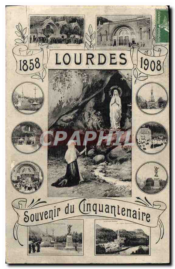 CPA Lourdes Souvenir du Cinquantenaire 