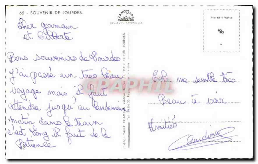 CPA A La Grotte Benie j'ai prie pour vous  — Verso