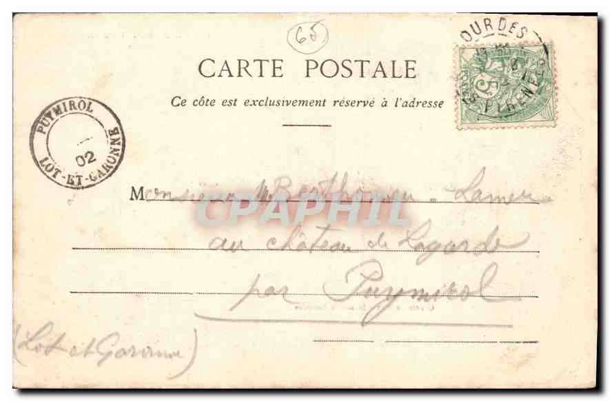 CPA Lourdes Hotel de la Chapelle  — Verso