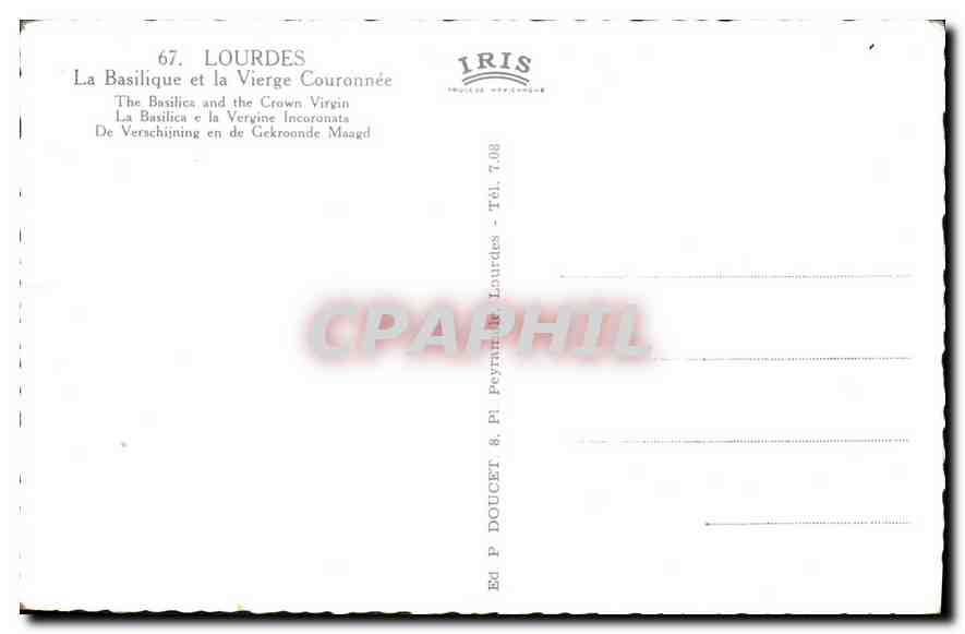 CPA Lourdes La Basilique et la Vierge Couronnee  — Verso