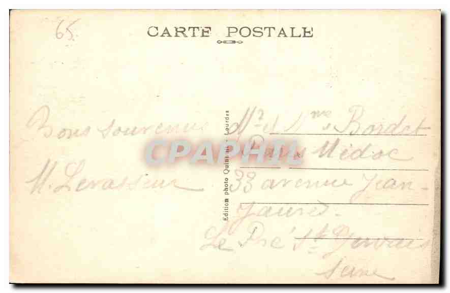 CPA Lourdes La Basilique et le Gave  — Verso