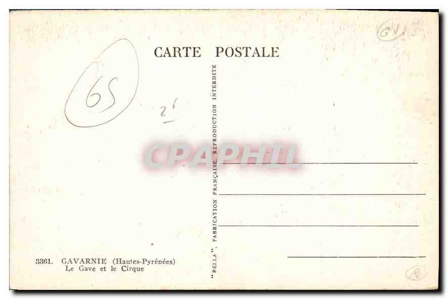 CPA Gavarnie Hautes Pyrenees Le Gave et le Cirque  — Rückseite