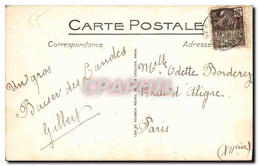 CPA Lourdes La Grotte  — Verso