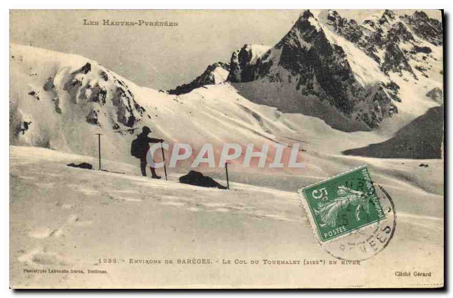 Les Hautes-Pyrénées — Environ de Barèges. Le Col du Tourmalet (2158 m) en hiver — Cliché Gérard