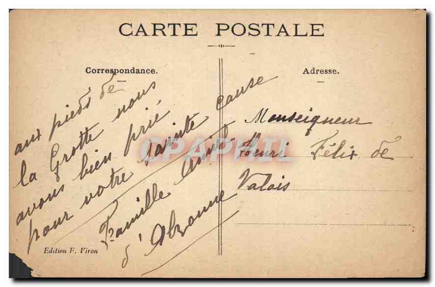 CPA Lourdes La Grotte  — Verso