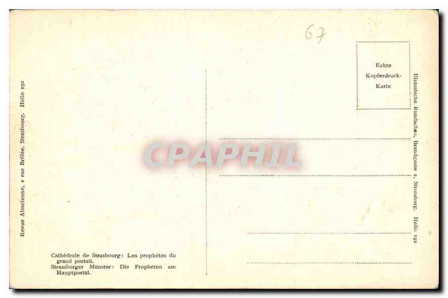 Les prophètes du grand portail — Cathédrale de Strasbourg — Revue Ascidiente, Hâlo 192 — Verso