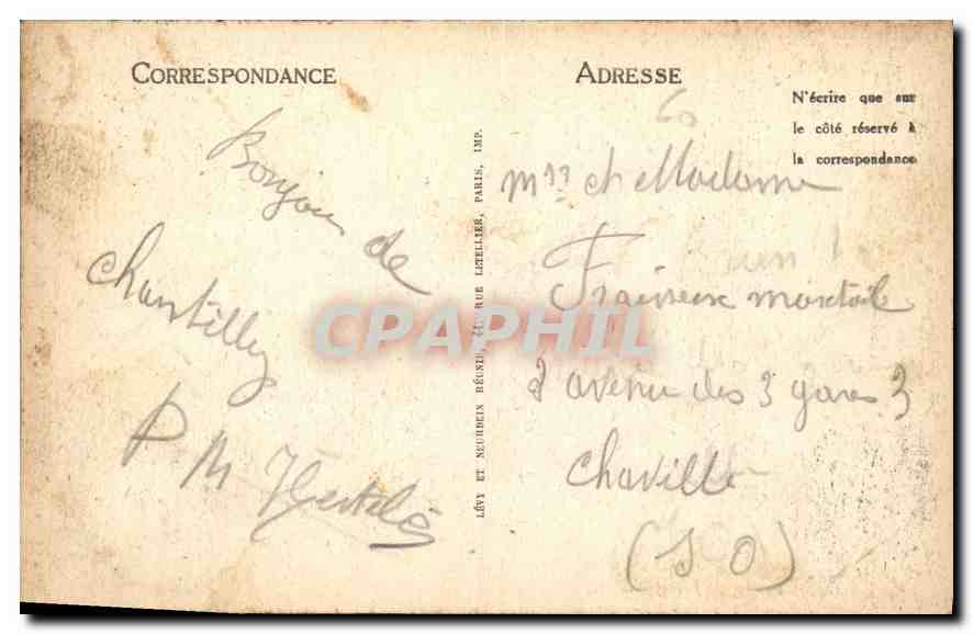 CPA Chateau de Chantilly La Lingerie  — Rückseite