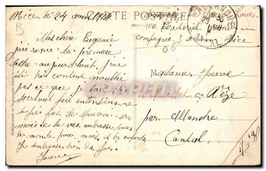 CPA Nice Promenade du Chateau Allee des Palmiers  — Verso