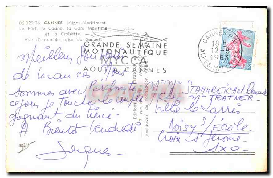 Cannes — Der Hafen, das Casino, die Croisette — Grande Semaine Motonautique — Éditions Mycca — Rückseite