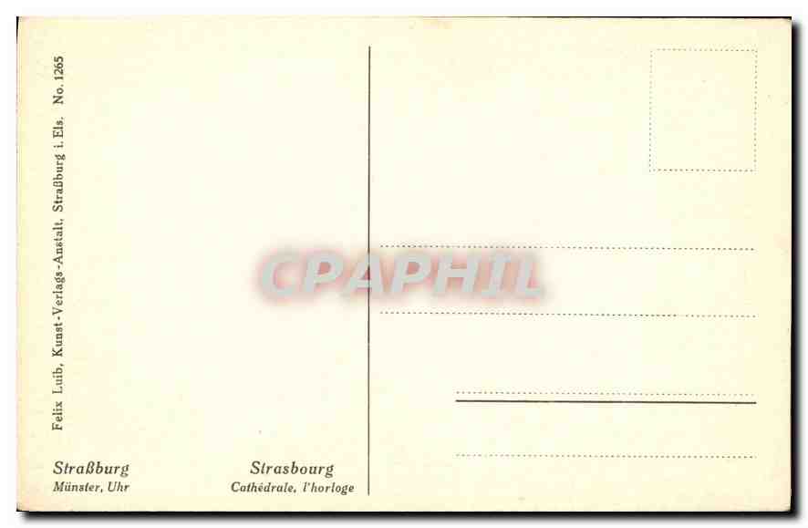 CPA Strasbourg Cathedrale l'Horloge  — Rückseite