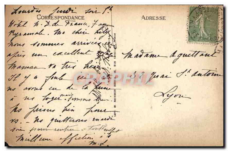 CPA Lourdes Vue Plongeante  — Verso