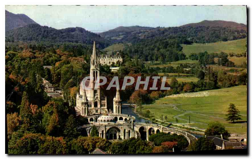 CPA Lourdes La Basilique vue du Chateau Fort 