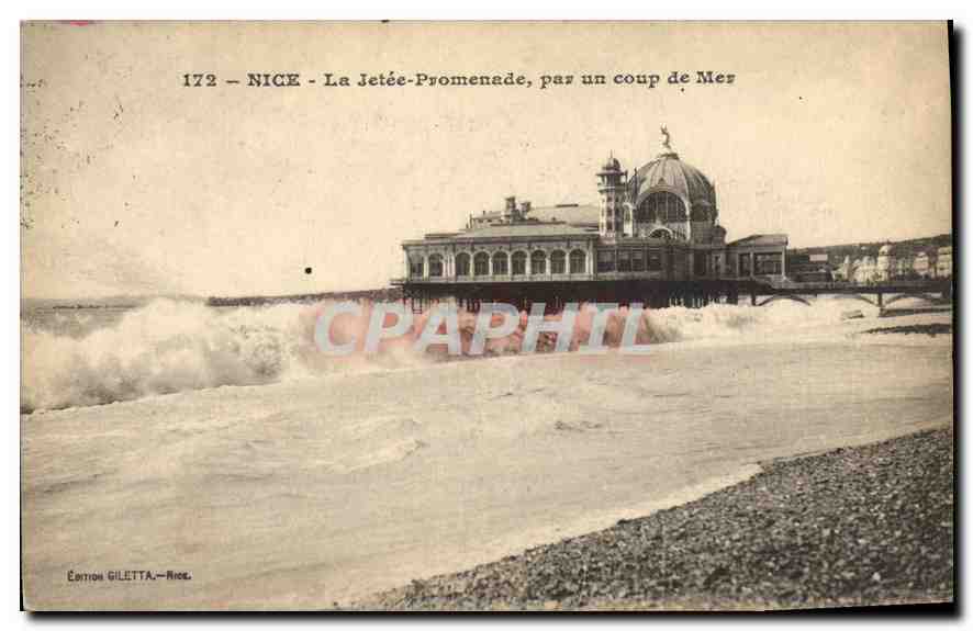 CPA Nice La Jetee Promenade par un coup de Mer 