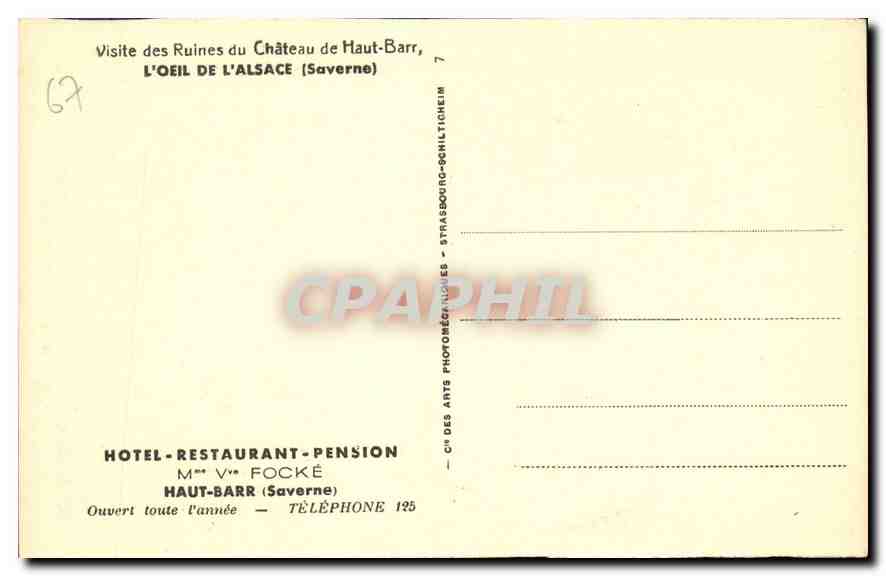 CPA Le Haut Barr et l'Hotel  — Rückseite