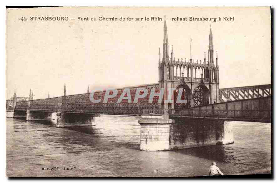 CPA Strasbourg Pont du Chemin de fer sur le Rhin Reliant Strasbourg a Kehl 