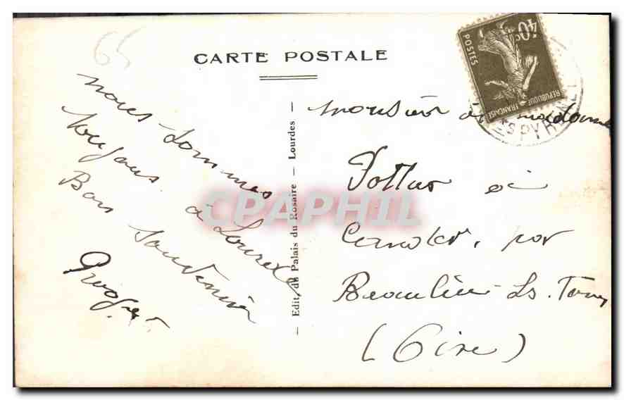 CPA Lourdes Chateau Fort  — Verso