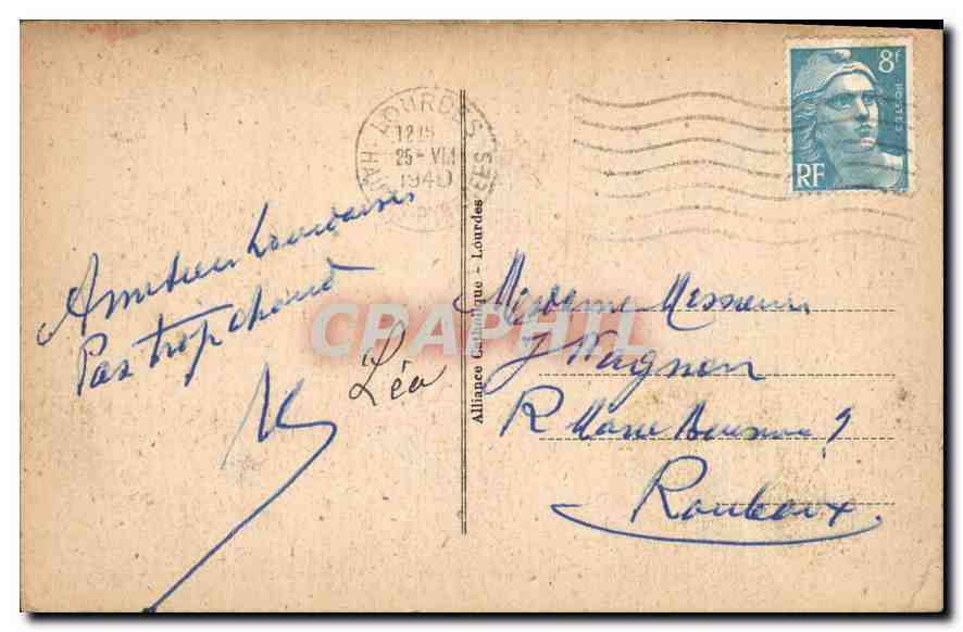 CPA Lourdes Maison Paternelle de Bernadette  — Verso
