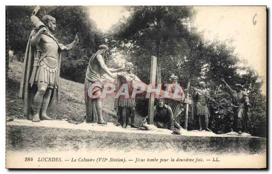CPA Lourdes Le Calvaire Jesus Tombe pour la deuxieme fois 