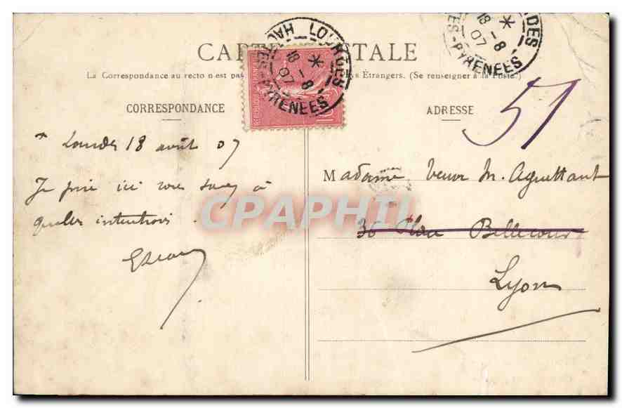 CPA Lourdes La Basilique  — Verso