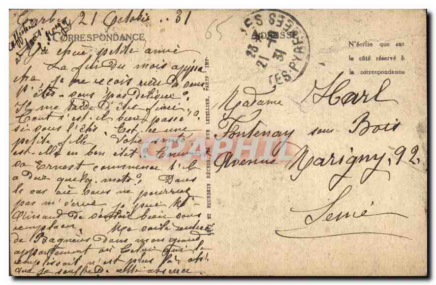 CPA Bagneres de Bigorre Le Bois du Bedat et la Vierge  — Verso