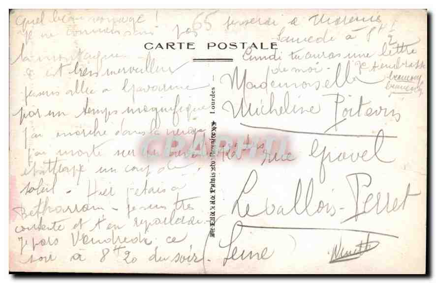 CPA Lourdes La Route de Gavarnie Le Pont Napoleon  — Verso