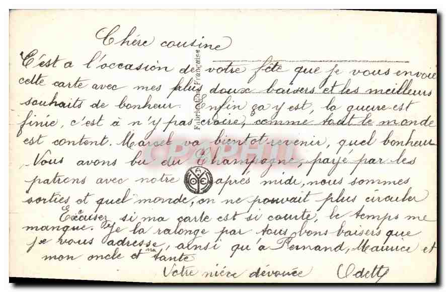 CPA Femme — Verso