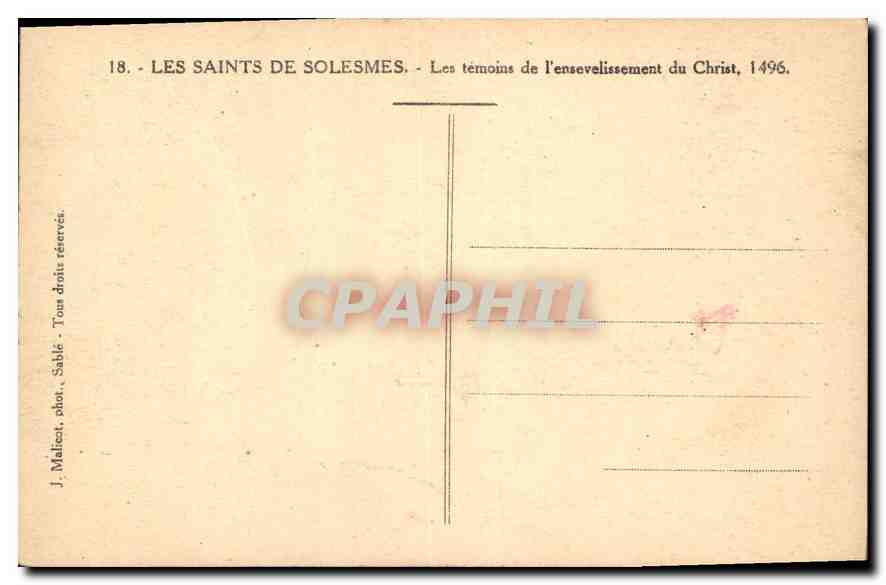 CPA Les Saints de Solesmes Les Temoins de l'Ensevelissement du Christ  — Rückseite