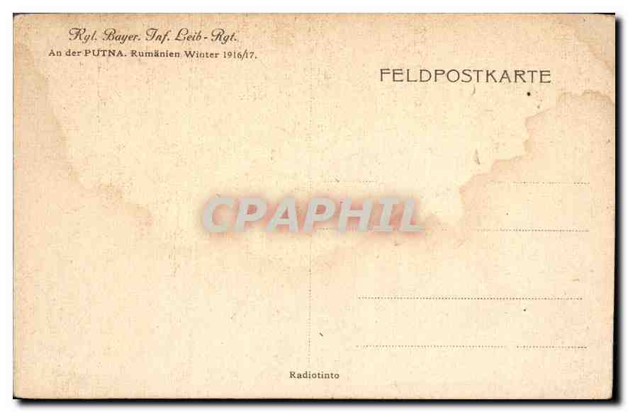 CPA Militaria Roumanie Rumanien winter 1916 1917 Militaria — Rückseite