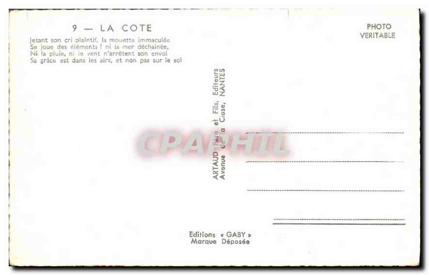 La Côte — Onde et mouettes — Artaud Frères & Fils, Nantes — Rückseite
