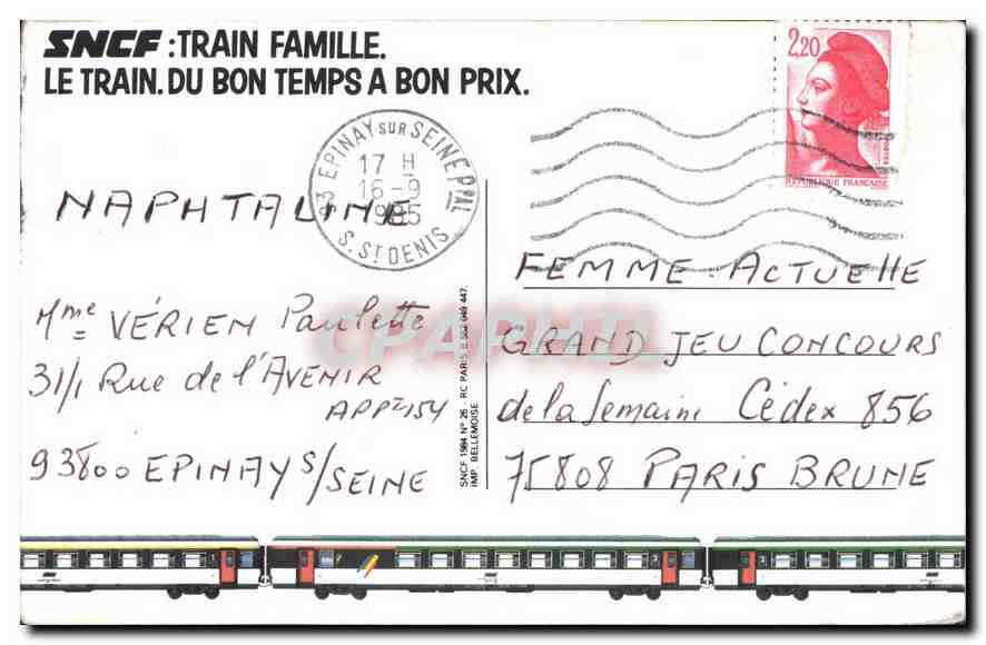 CPA Tumemmenes voir ta voiture pleine de Jeux Train SNCF — Verso