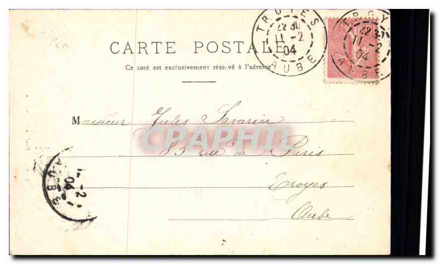 Boulevard Gambetta — Troyes — éditeur Vve Bertrand, n° 24 — Rückseite