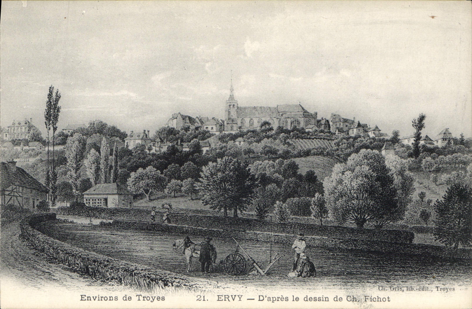 Ervy — D'après le dessin de Ch. Fichot — Ch. Gris, lib.-édit., Troyes