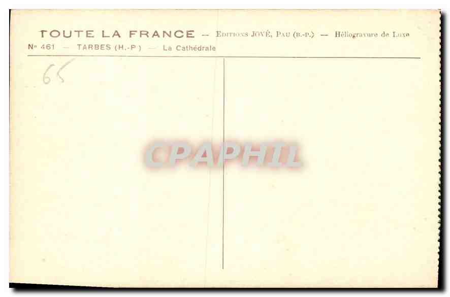 CPA Tarbes H P La Cathedrale  — Rückseite