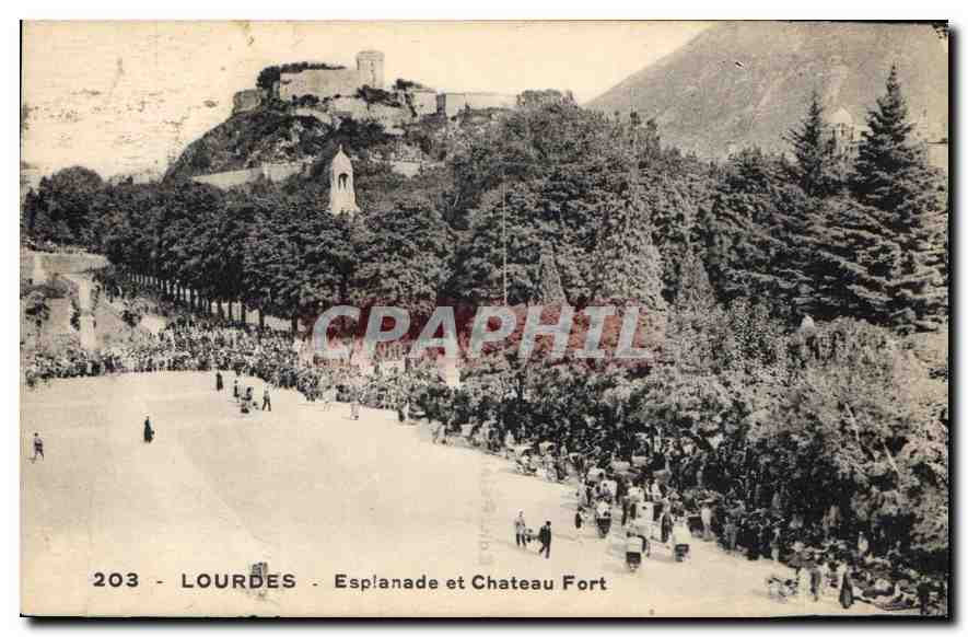 CPA Lourdes Esplanade et Chateau Fort 