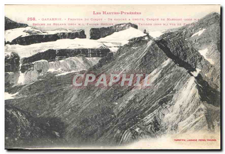 CPA Les Hautes Pyrenees Gavarnie Fronton du Cirque de Gauche a Droite Casque de Maronne 