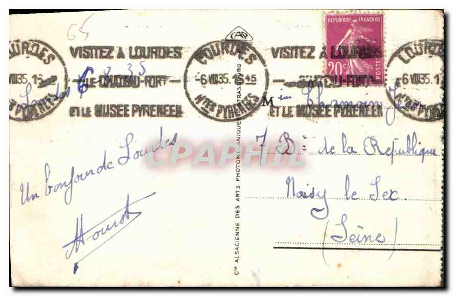CPA Lourdes La Basilique et la Vierge Couronnee  — Verso