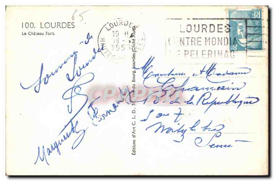 CPA Lourdes Le Chateau Fort  — Verso