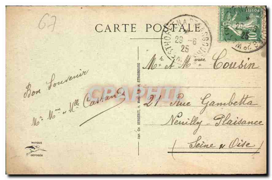 CPA Cathedrale de Strasbourg La Chaire  — Rückseite