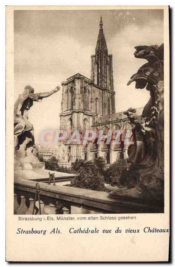 CPA Strasbourg Als Cathedrale vue du vieux Chateaux 
