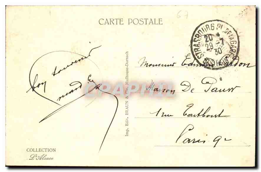 CPA Strasbourg Orangerie La Gaenseliesel L'Alsacienne a l'Oie  — Rückseite