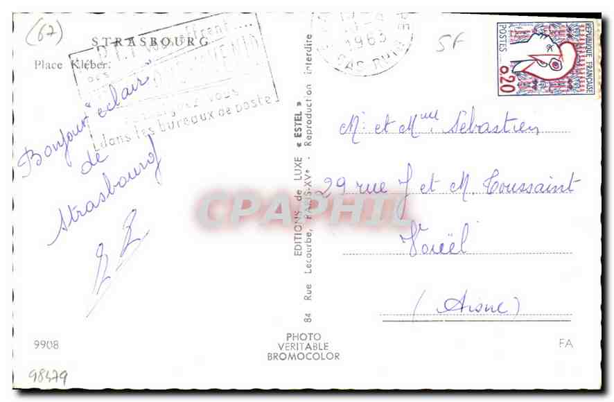 CPM Strasbourg Place Kleber  — Verso